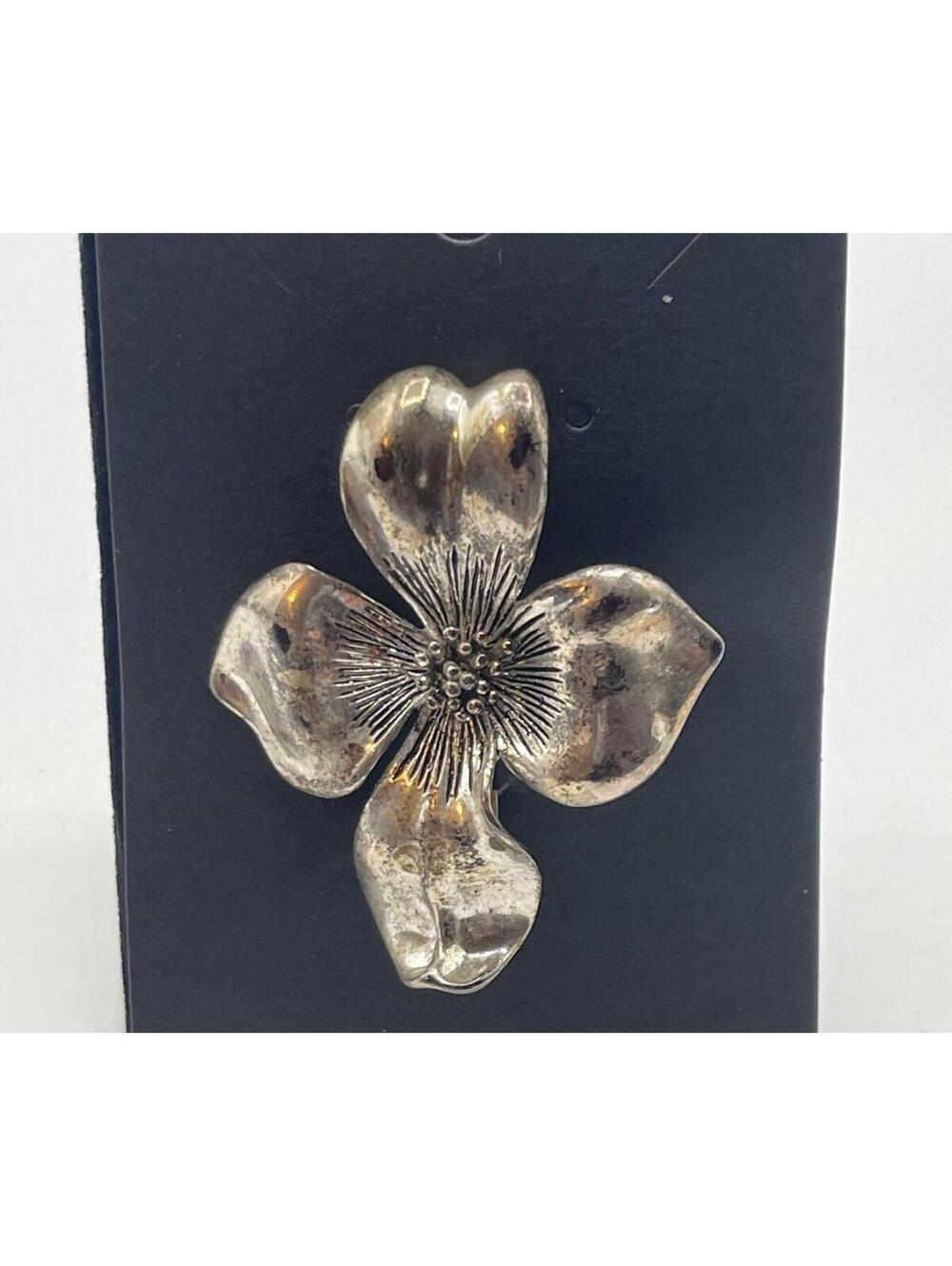 Vintage Best Silver Tone Dogwood Flower Brooch Pin 1980s